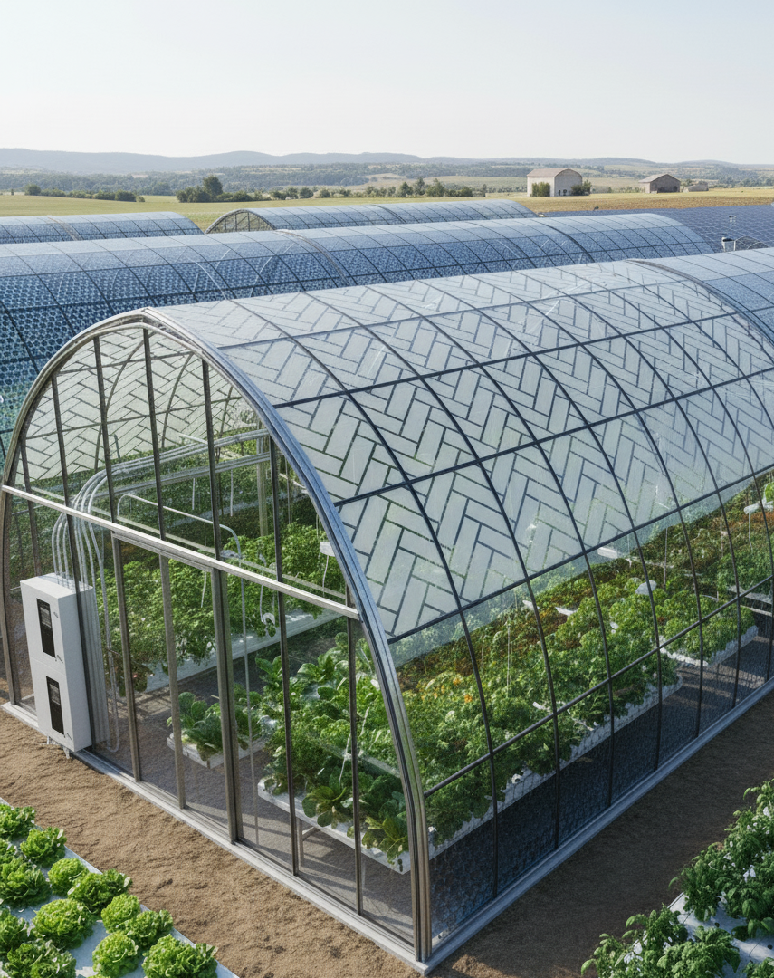 BIPV Solar Green House for farming, Warehousing, Factory, Recreation –  Symmetry Company, image size:855x1080