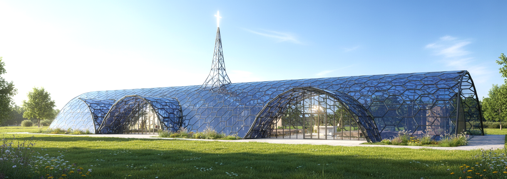 BIPV Solar Semi Transparent Nanotube Glass Church